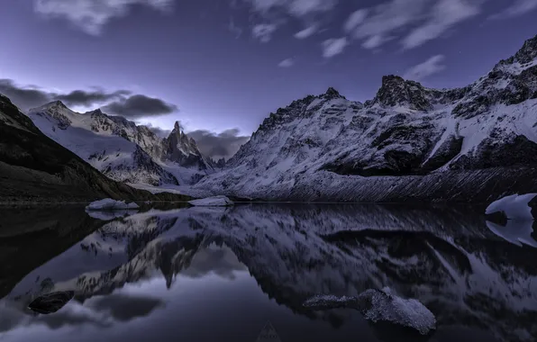 Picture snow, landscape, mountains, nature, lake, reflection