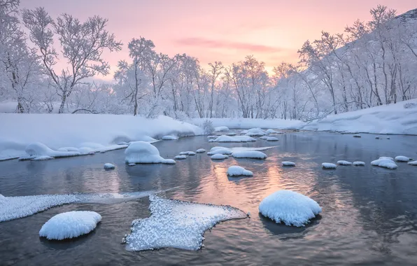 Landscape, stream, morning, The Kola Peninsula, Maxim Evdokimov