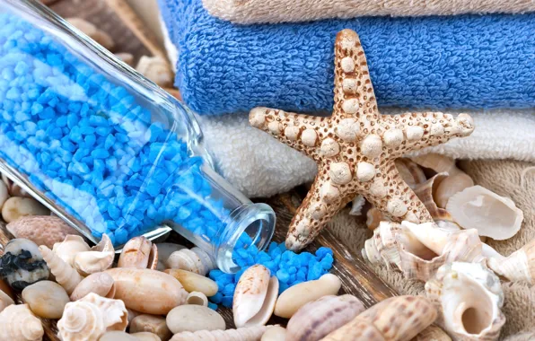 Picture bottle, relax, shell, starfish, Spa, spa, bath salt