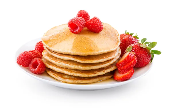 Strawberry, Berries, Plate, Food, Raspberry, Pancakes