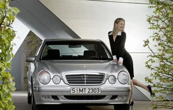 Picture auto, girl, smile, Girls, Mercedes