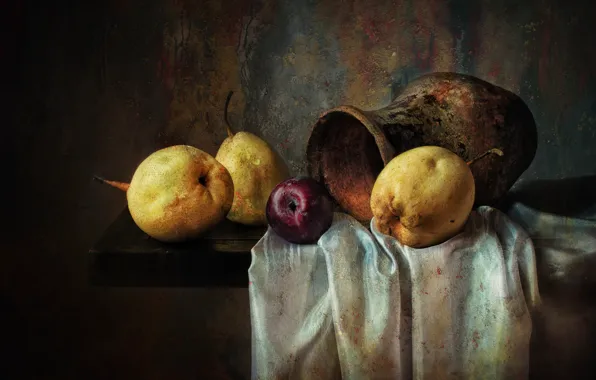 Wall, apples, Apple, texture, pitcher, fruit, pear