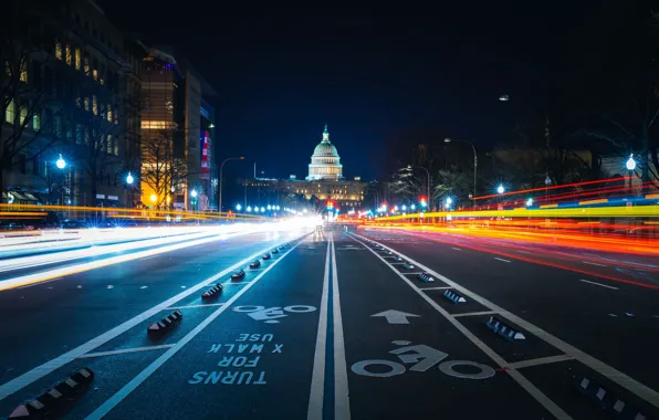 Picture road, night, city, lights, night, Norodom