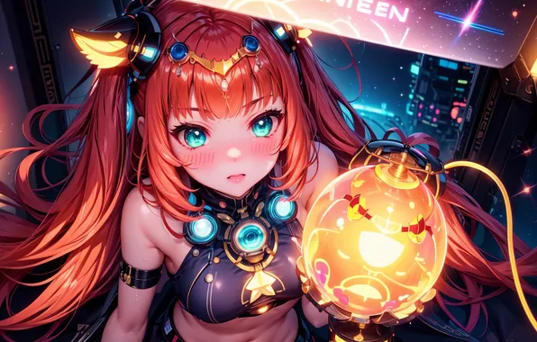 Girl, anime, lantern
