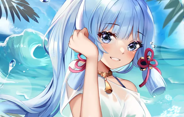 anime girl with light blue hair and blue eyes