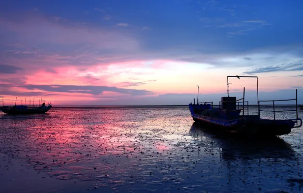 Picture sea, landscape, night, ship