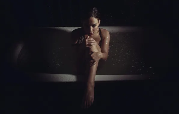 Water, girl, drops, bath, Sarah Salomonsen