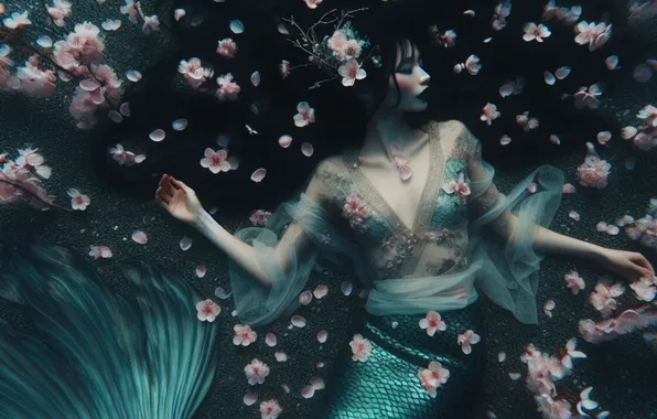 Look, girl, face, pose, fantasy, mermaid, fantasy, AI art