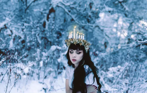 Picture winter, girl, snow, style, portrait, fantasy, image, Princess
