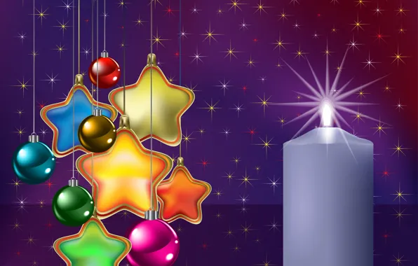 Picture stars, balls, decoration, balls, toys, graphics, candle, stars