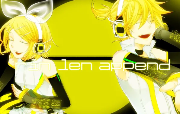 Yellow, round, two, Vocaloid, Vocaloid, Kagamine Len, Kagamine Rin