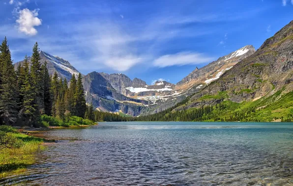 Mountains, Montana, Glacier National Park, Montana, Glacier national Park, Lake Josephine, Lake Josephine, Mount Gould