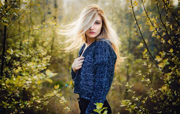 Picture look, girl, nature, model, hair, garden, blonde, beautiful
