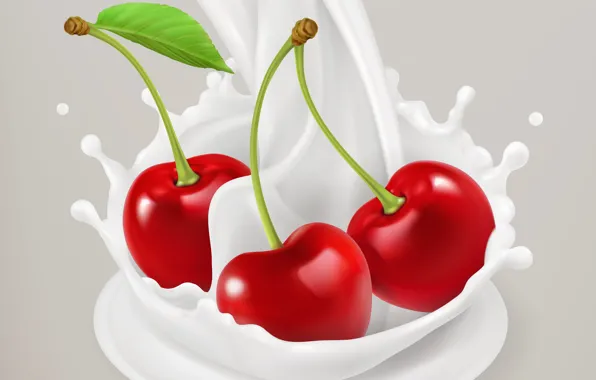 Cherry, background, milk, berry