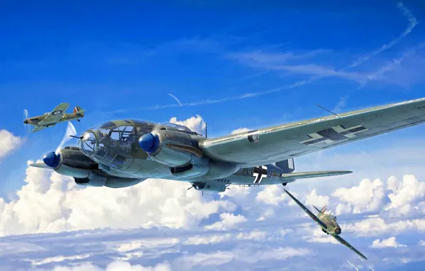 Fighter, Bomber, Hawker Hurricane, He 111, Heinkel 111, Twin-engine