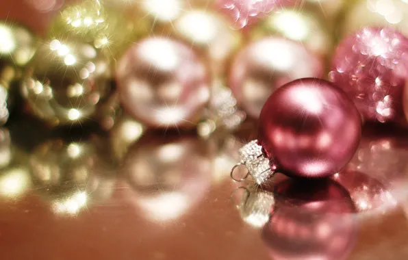 Balls, light, glare, balls, toys, New Year, Christmas, red