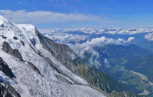 The sky, Nature, Clouds, Winter, Photo, Mountains, Rocks, Snow