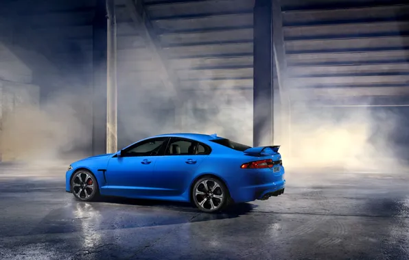 Picture photo, Jaguar, Blue, Car, 2013, Side, XFR-S