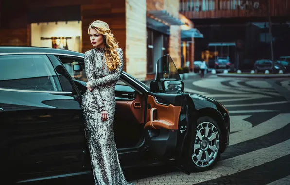Picture machine, the city, model, Moscow, Maserati Quattroporte, Nastya