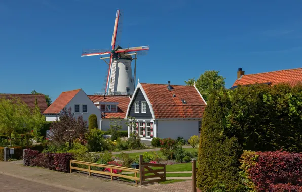 Picture street, home, Netherlands, windmill