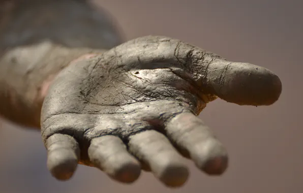 Picture hand, dirt, fingers, palm