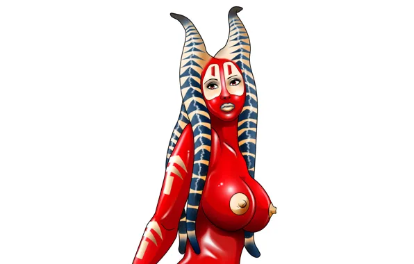 Star Wars, red, girl, boobs, woman, big, alien, breast