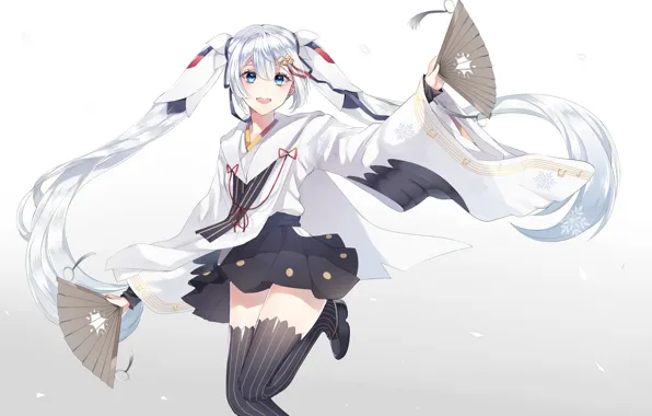 Look, girl, anime, art, vocaloid, hatsune miku, yuki miku