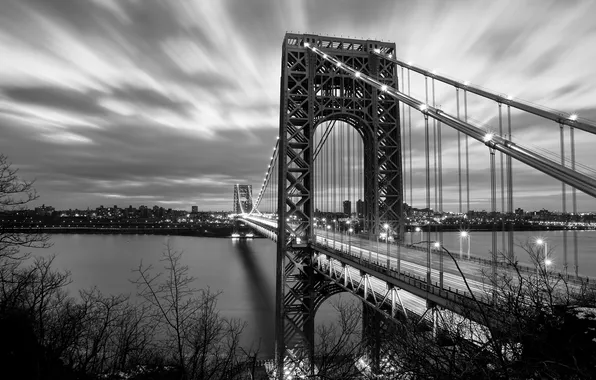 Picture bridge, river, New York, New York City, George Washington Bridge