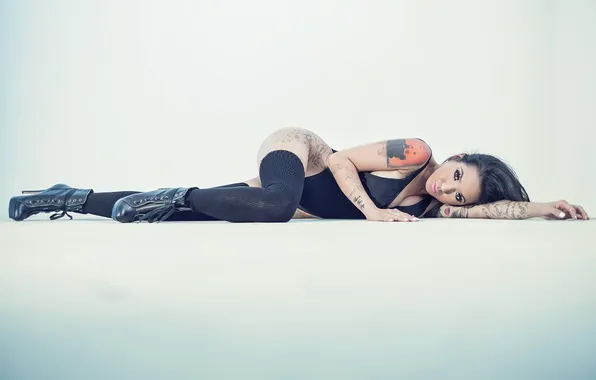 Look, girl, body, stockings, brunette, girl, decoration, legs