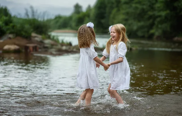 Joy, nature, mood, girls, sisters, Elena Rayevskaya