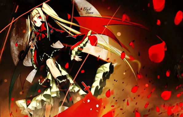 Picture squirt, night, blood, umbrella, the full moon, red eyes, Blazblue, vampire