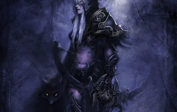 Picture animal, armor, bow, hood, WoW, World of Warcraft, elf