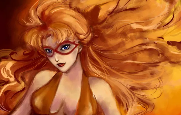 Look, girl, face, lights, hair, anime, mask