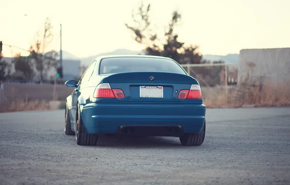 Picture the sky, sunset, blue, bmw, BMW, blue, back, e46