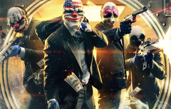 Picture money, the bandits, dollars, the robbers, Payday 2