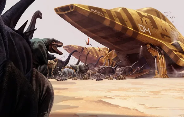 Picture ship, dinosaur, the ark, relocation