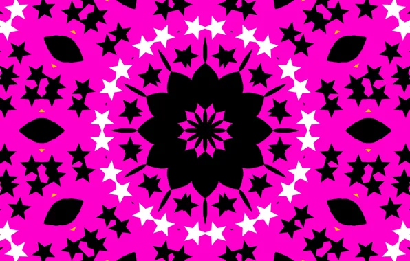 Stars, pink, pattern, round, kaleidoscope