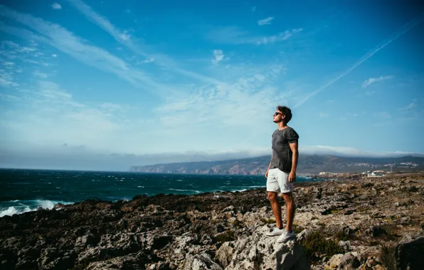 Picture sea, the ocean, coast, guy, the young man