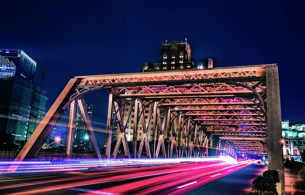 Car, auto, asphalt, bridge, city, the city, lights, trail