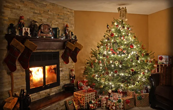 Picture light, decoration, room, toys, tree, Christmas, gifts, New year