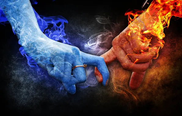 Ice, fire, hands