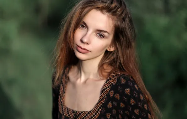 Greens, look, the sun, background, model, portrait, makeup, hairstyle