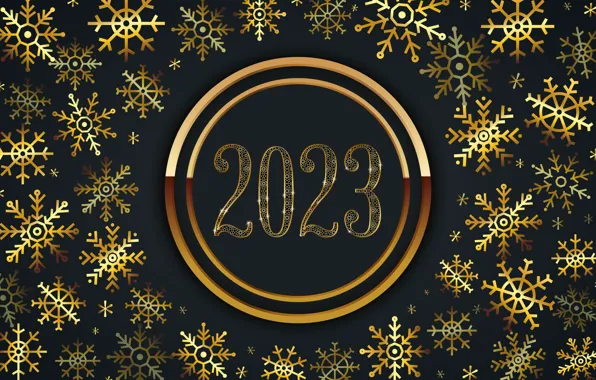Snowflakes, gold, New Year, figures, golden, happy, New Year, luxury