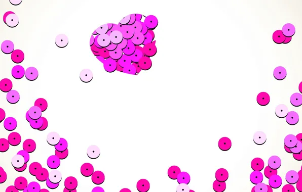 Abstraction, texture, white background, heart, sequins