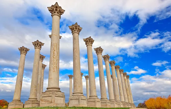 Columns, Washington, USA, architecture, National Capitol Columns