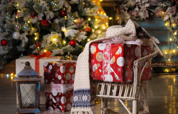 Picture gift, tree, new year, Christmas