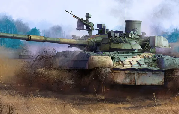 Picture main battle tank, T-80U, Adopted in 1985, Booking body similarly to T-80BV