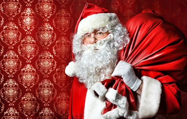 Picture beard, Santa Claus, bag, Santa Claus