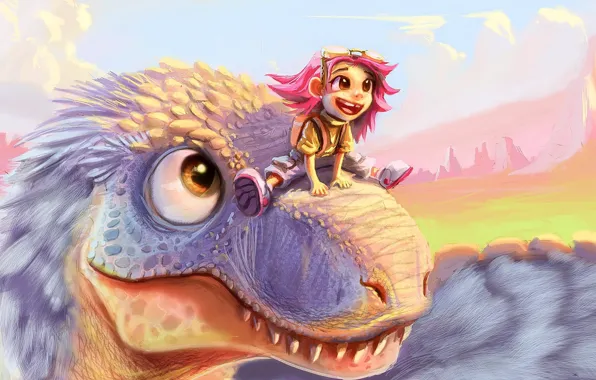 Nature, dinosaur, girl