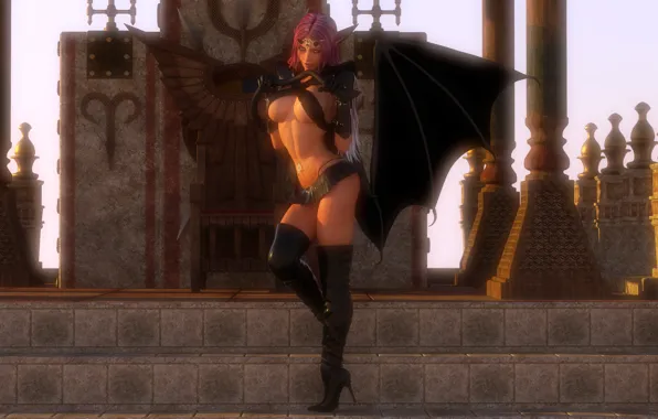 Erotic, chest, look, girl, feet, the demon, succubus, elani